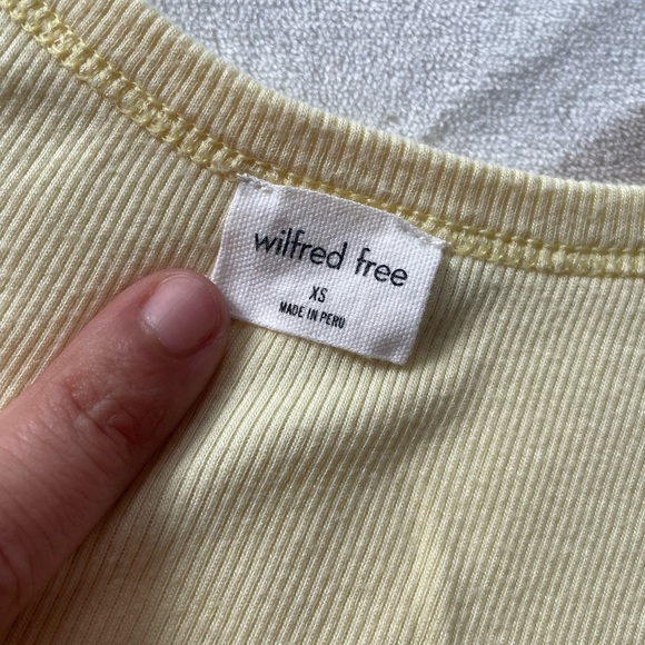 EUC, Wilfred Free Women’s Scoopneck Racerback Baby Yellow Crop Tank Top Size XS - Picture 5 of 9